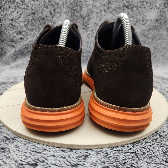 Cole Haan LunarGrand Brown Orange Suede Wingtip Oxford Dress Shoes Men’s 9.5 - Picture 7 of 9